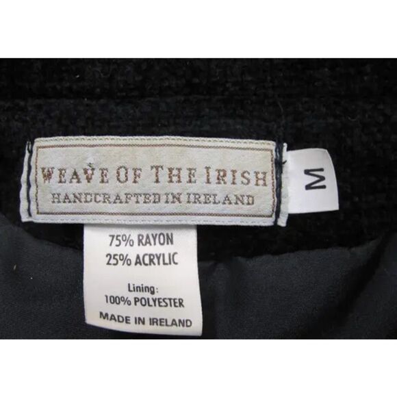 SALE! NWOT-Weave Of The Irish Handcrafted Black Boucle Knit Sweater Jacket Med - Picture 5 of 10
